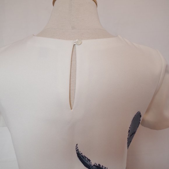J. Crew Structured Pull On Textured Wrap Around Crab Print Top- Sz 0 - Picture 10 of 11